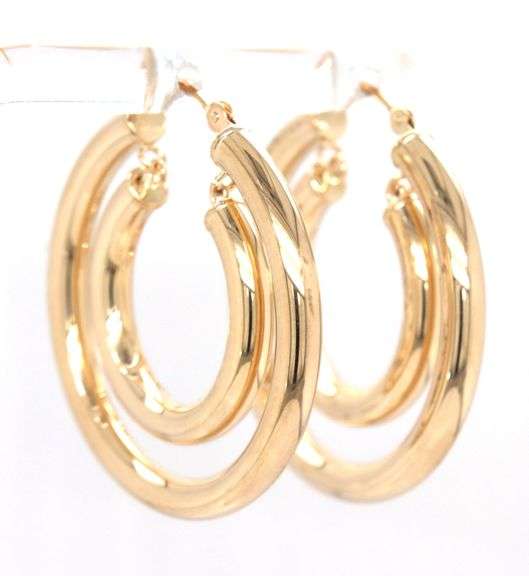 14kt Yellow gold double hoop earrings