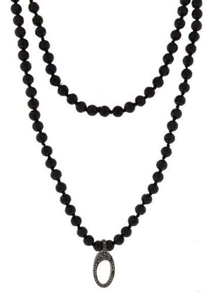 Black Spinel & Silver Diamond Clasp Necklace