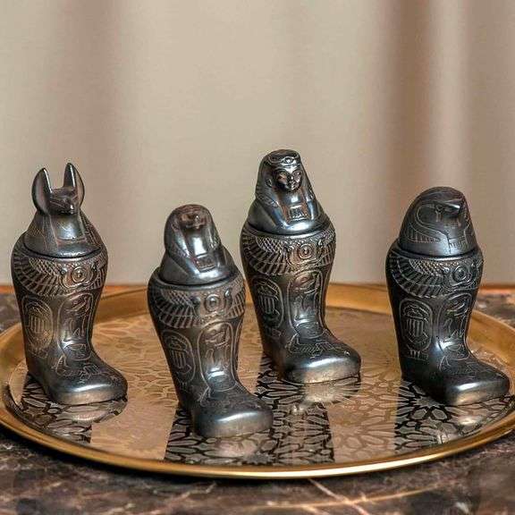 Set of 4 Egyptian Canopic Jars Made in Egypt