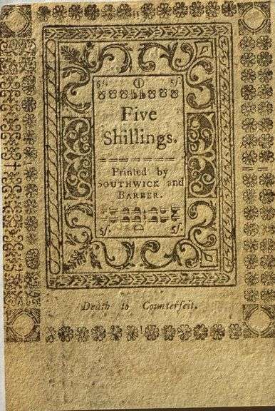 Choice Unc plus Rhode Island 1786 5 Shilling Colonial Note.