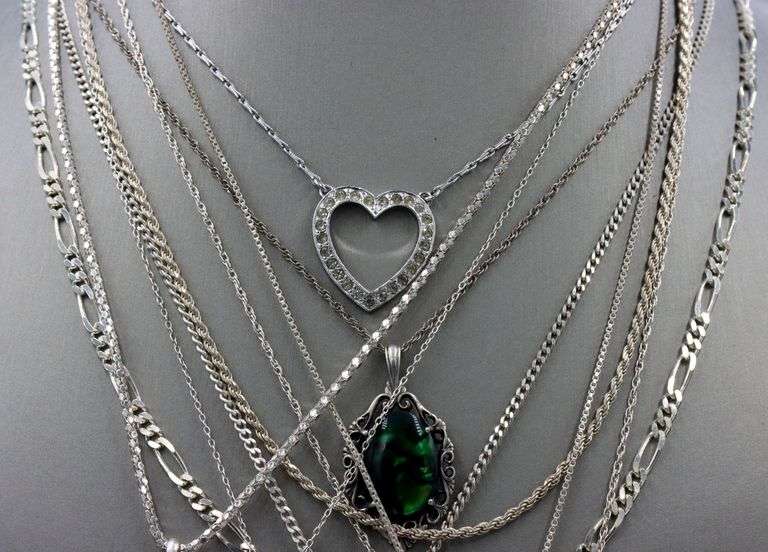 Vintage 925 sterling silver lot of 9 necklaces