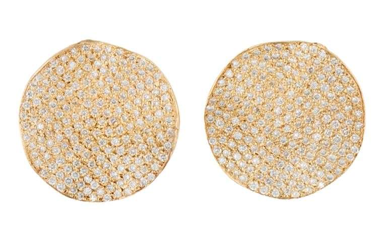 1.20ctw Pave Diamond Abstract Disc Circle Earrings in 14K