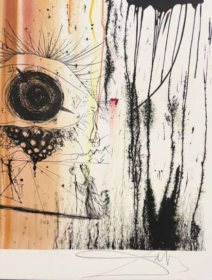 Rare Salvador Dali Hand-Signed Lithograph 'Hommage aux Petites Lits Blancs' for French Charity, 1971