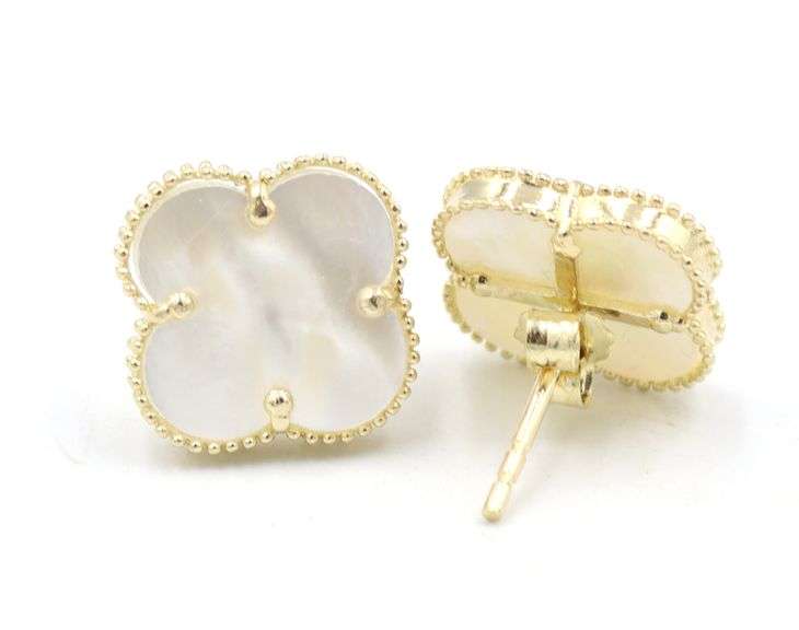 Darling 14K Yellow Gold Mother of Pearl Motif Stud Earrings