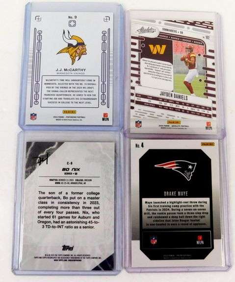 4 QB Latest Rookie Football Cards