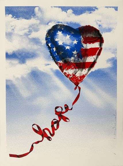 Highly Collectible Mr. Brainwash Screenprint 'Hope' Signed and Thumbprinted
