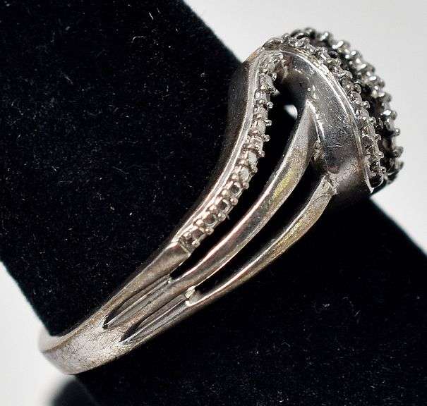 Blue and White Diamond Ring in Sterling Silver