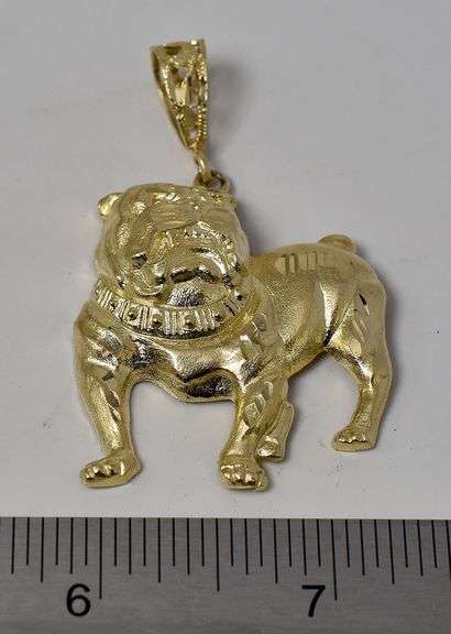 Mighty 10K Yellow Gold Bull Dog Pendant