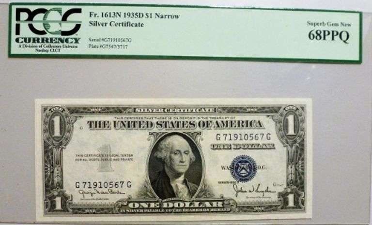Superb Gem 1935D $1 Silver Certificate PCGS 68-Tough Grade!