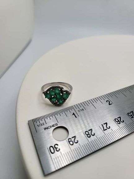 Victorian natural emeralds and diamond accent ring