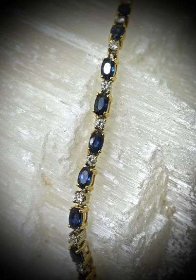 Classic 14K Yellow Gold Sapphire and Diamond Bracelet