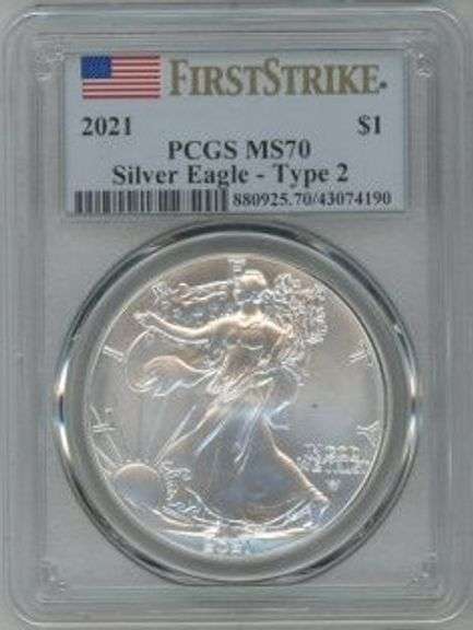 2021 $1 Silver Eagle Type 2 PCGS MS70 FIRST STRIKE Flawless
