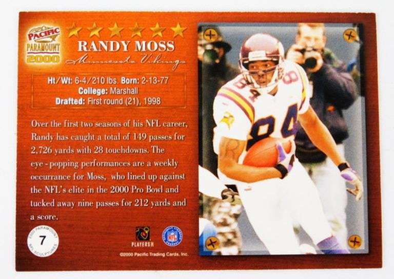 Randy Moss 2000 Pacific Paramount Football Card