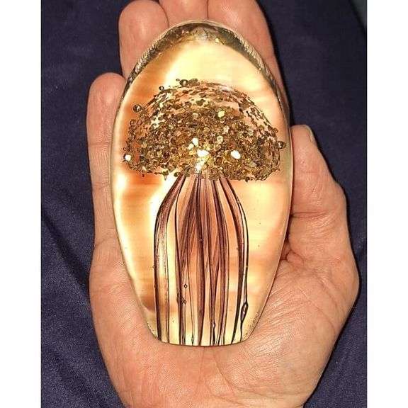 Hand-Blown Jellyfish Glass Paperweight