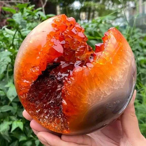 Orange Amethyst Quartz Crystal Geode