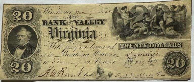 $20 Bank of the Valley Winchester VA 1856 Note