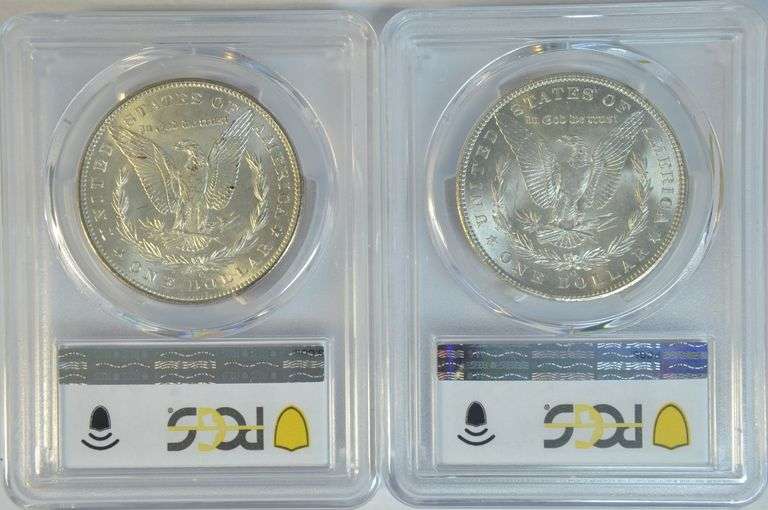 Super Gem BU 1898-O & 1902-O Morgan Silver Dollars. PCGS MS65