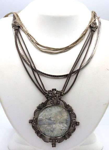Group lot of 3 Vintage 925 sterling silver necklaces