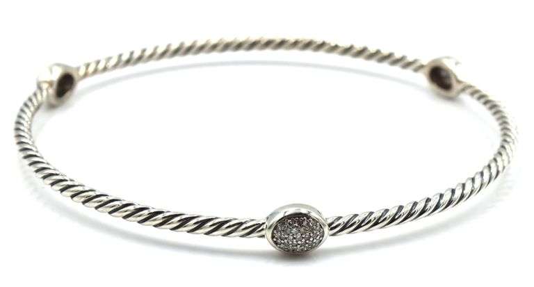 David Yurman pave station bangle in 925 sterling silver