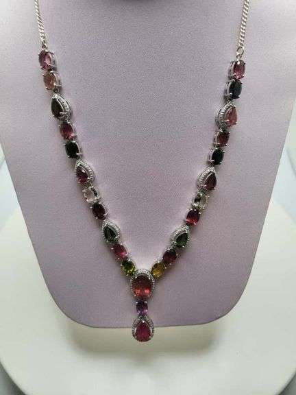 Very fine quality 30+ ctw Tourmaline and diamonds necklace