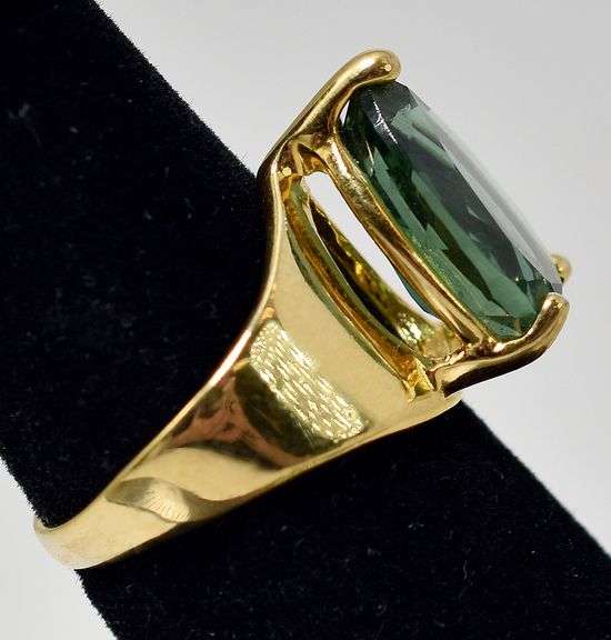 Green Gemstone Ring in Vermeil Sterling Silver