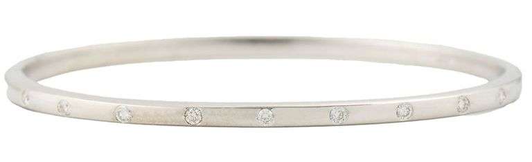 0.28ctw Diamond Burnished Set Bangle Bracelet in 18K