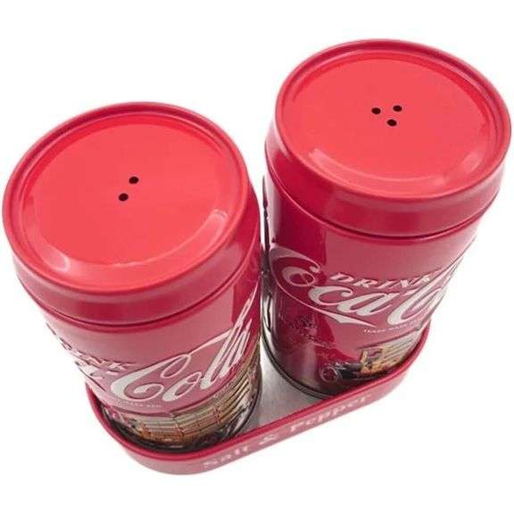 Official Coca-Cola Tin Salt & Pepper Shaker Collectible