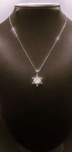 Sparkling 2 Ct. Lab Simulated Diamond Snowflake Pendant Necklace