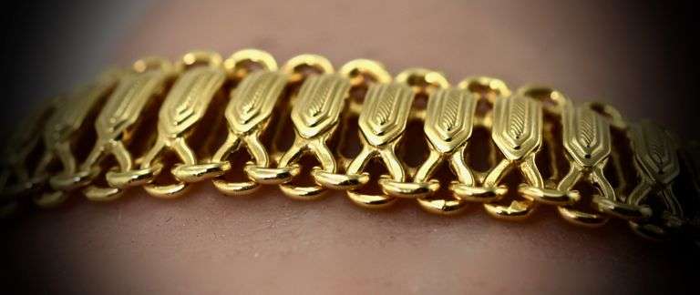 Fascinatingly Designed 14K Yellow Gold Wide Bracelet