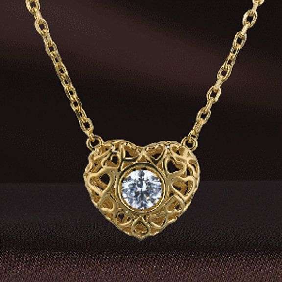 Beautiful Heart pendant in solid sterling silver with center stone dancing