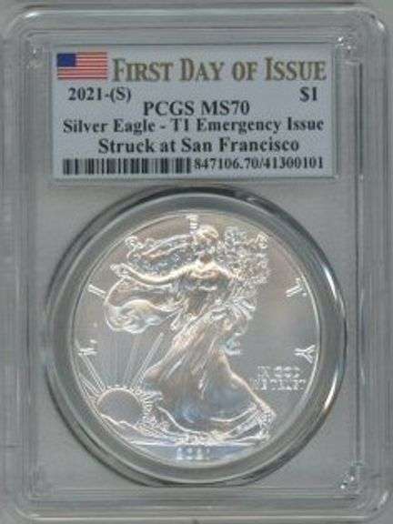 2021-(S) $1 PCGS-MS70 American Silver Eagle First Strike-T1 Emergency Issue