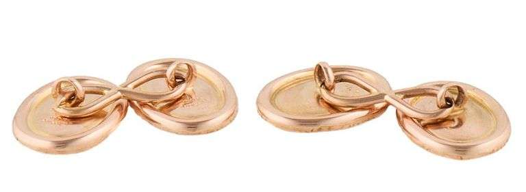 Vintage Tiffany & Co. Polished Florentine Oval Cufflinks in 14K