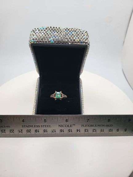 Victorian natural emeralds and diamond accent ring