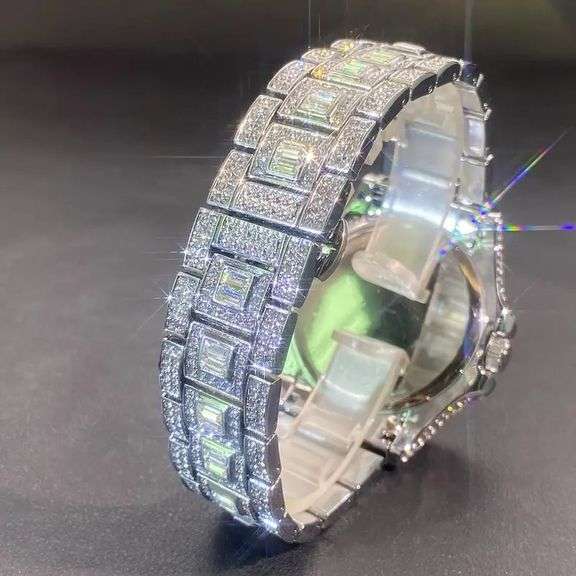 Iced Quartz Watch with Rhinestones Waterproof