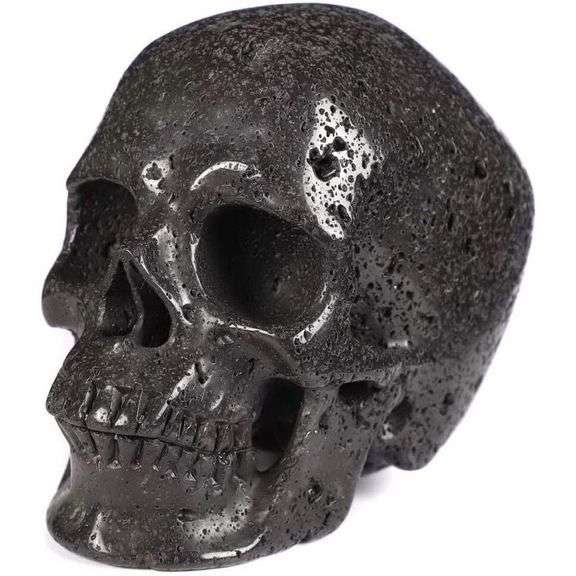 Hand Carved Large Hot Lava Stone Crystal Skull