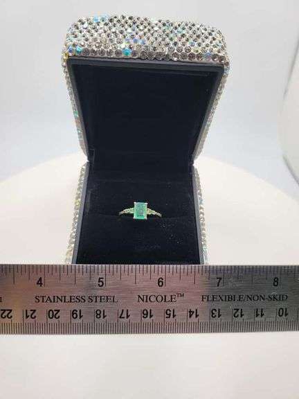 Victorian natural emeralds and diamond accent ring