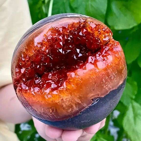Orange Amethyst Quartz Crystal Geode