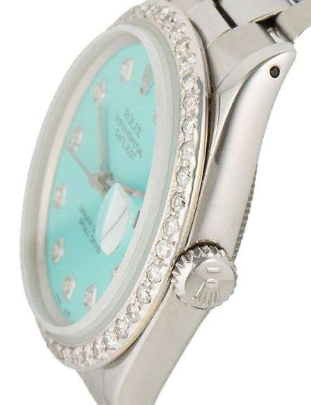 Rolex Date 15000, 34mm, Aftermarket Tiffany Diamond Dial and Bezel, Watch