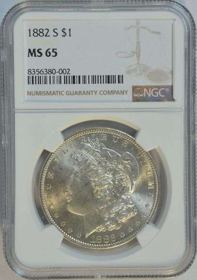 Gorgeous Gem BU 1882-S Morgan Silver Dollar. NGC MS65
