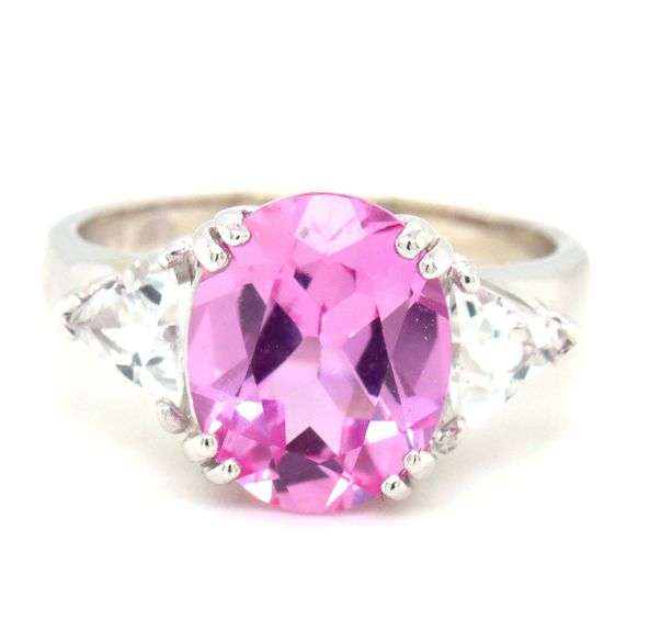 Pretty 14K WG Pink Topaz Ring