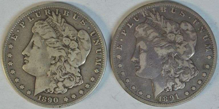 Scarce 1890-CC and 1891-CC Morgan Silver Dollars