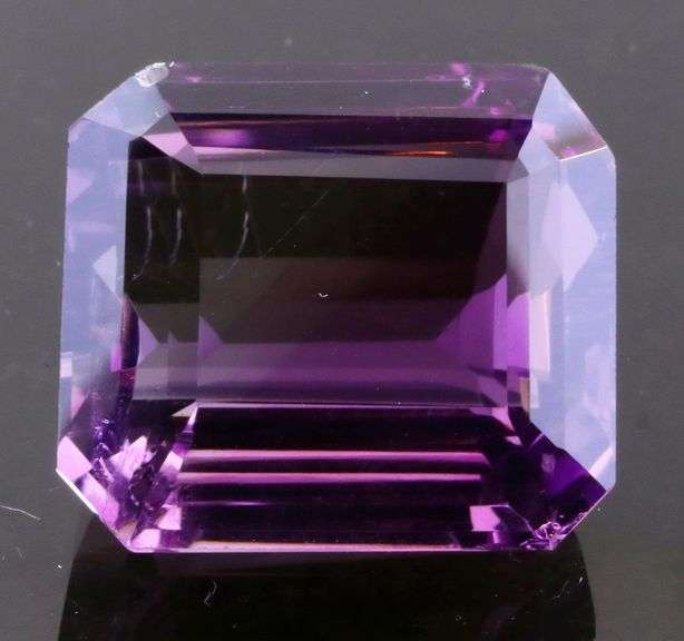 Bright violet 20.05ct emerald cut Amethyst