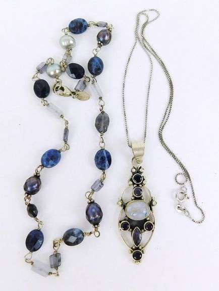 2 Sterling Silver Gemstone Necklaces