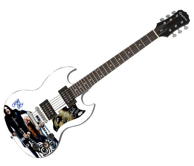 Ozzy Osbourne Zakk Wylde Signed Epiphone SG Graphics Photo Guitar BAS Witness