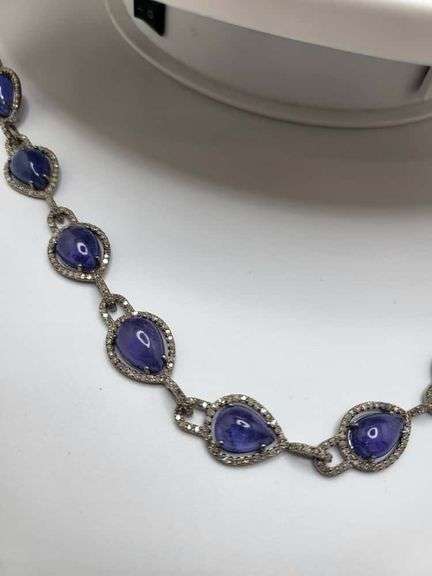 Investment! Stunning 230 ctw Tanzanite and Diamond Necklace