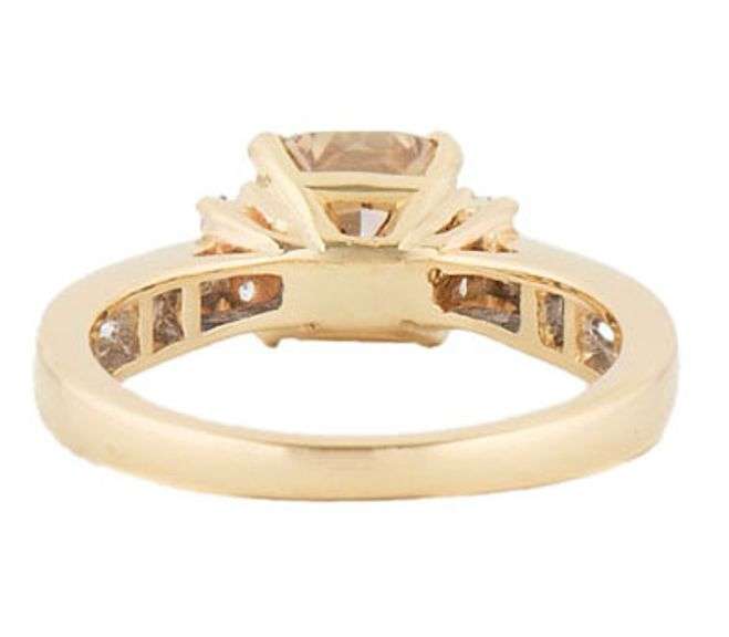3.23ctw Radiant Fancy Brown and White Diamond Channel Set Ring in 14K
