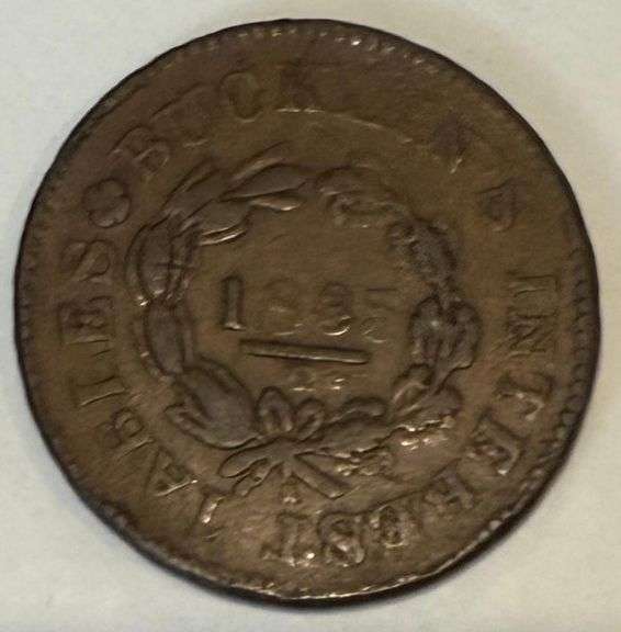 1835 Bucklins Book Keepers Troy NY Hard Times Token