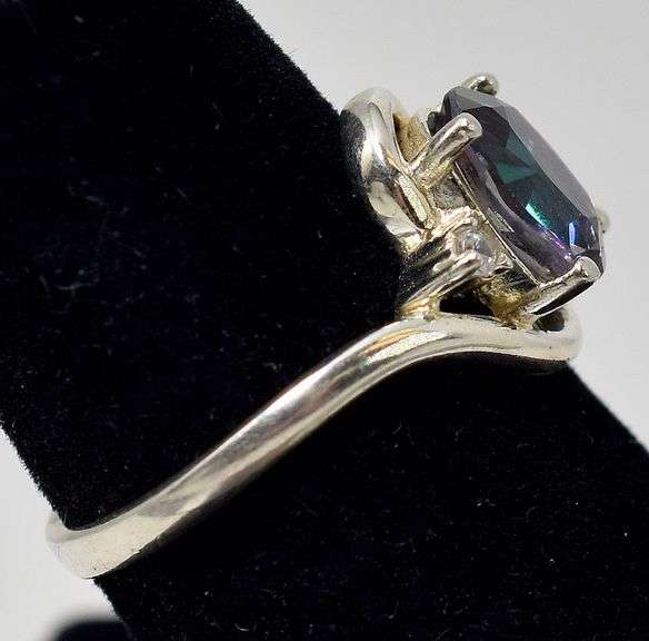 Mystic Topaz and CZ Gemstone Ring in Sterling Silver