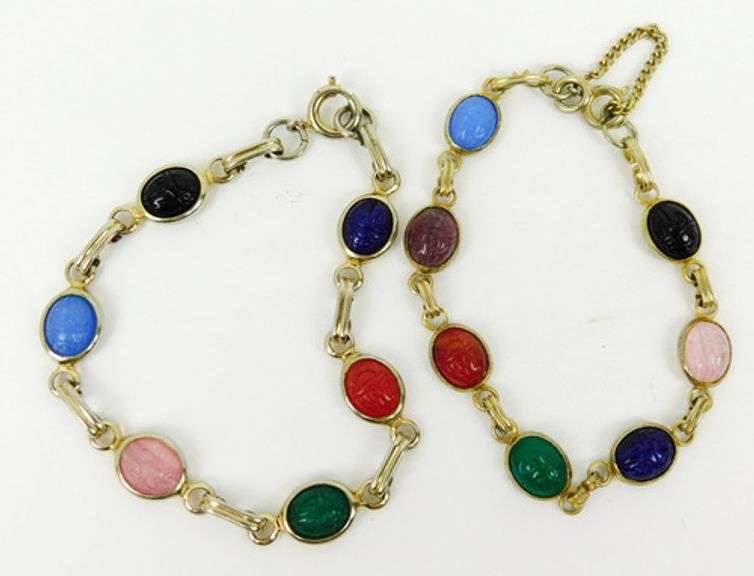 2 Vintage Scarab Bracelets