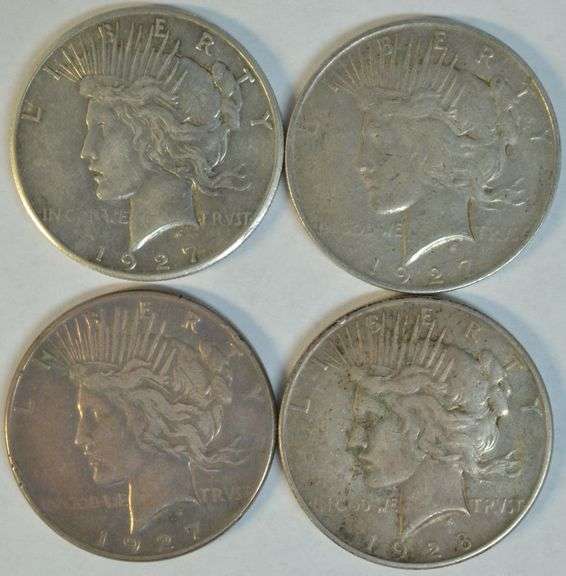 4 Better Date Peace Silver Dollars: 1927, 27-D, 27-S, & 1928-S